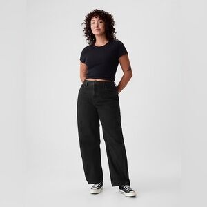 GAP High Rise Barrel Jeans Regular Length Black Size 30 10R